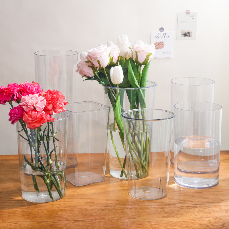 Maceta Resistente a la Presión y a las Caídas, Maceta Redonda Decorativa para Interiores, Maceta Transparente de Acrílico para Arreglos Florales, Venta al por Mayor para Floristerías