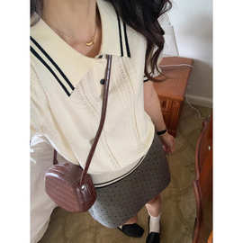 3th Morning 早春新款 撞色学院风POLO领短袖针织衫ZY2629