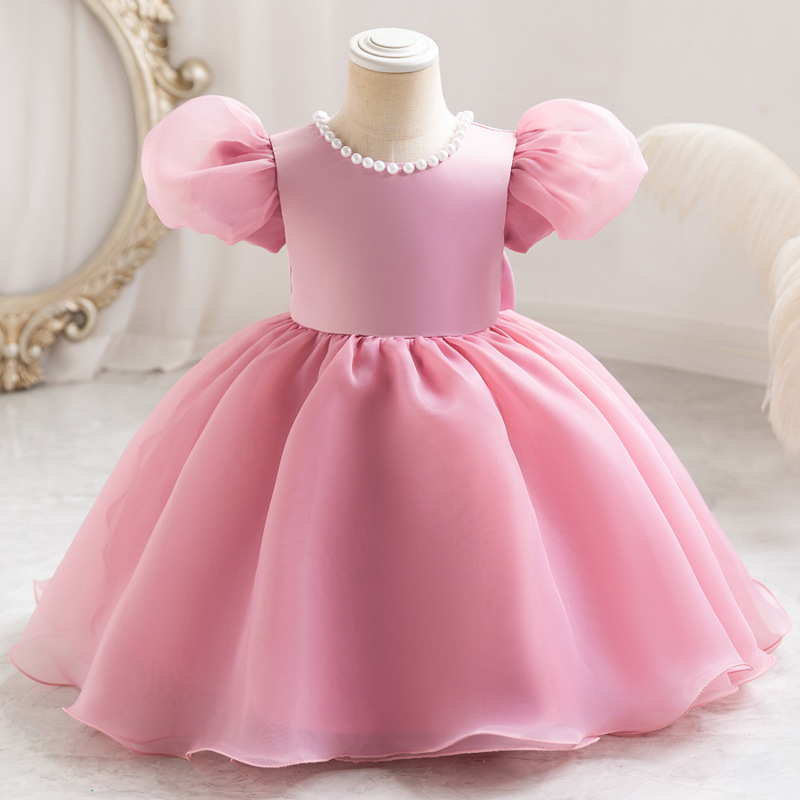 Children's first birthday dress high-end backless European and American kids dress princess dress for baby girl birthday party dress