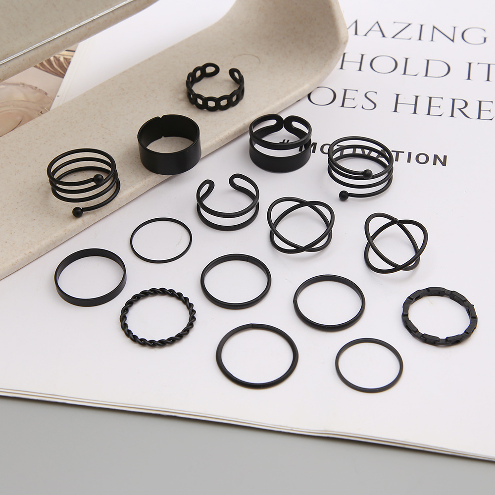 ny legering personlig ring kreativ enkel retro 6 dele jakkesæt kombinationsring_voghion.com