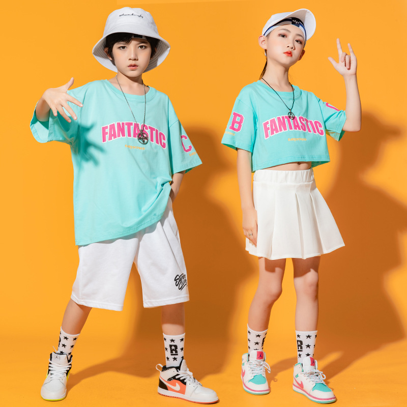 六一兒童啦啦隊演出服女童爵士舞套裝幼兒園班服男童嘻哈街舞服裝