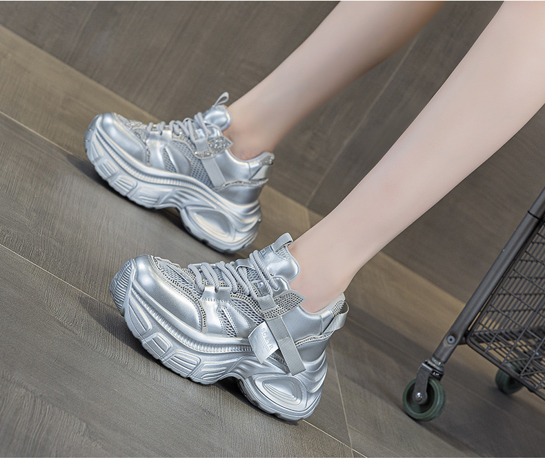 Giày sneaker chunky nữ đế dày độn cao bên trong phong cách thời trang mạng mới hè 2026 — M2831 màu tím, M2831 bạc, M 2831m màu chi tiết 19