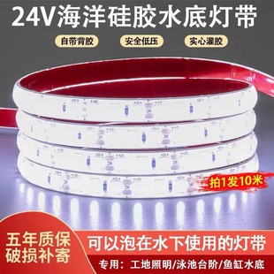 Underwater Soaking Light Strip Led Outdoor Waterproof 24V Glue-Filled No-Spot Self-Adhesive Linear Light Pool Swimming Pool Fish Pond