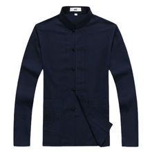 新款长袖套装棉麻唐装中老年男士太极服禅服茶服老人爸爸装