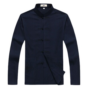 New long-sleeved suit cotton and linen Tang clothing elderly men's Tai Chi suit