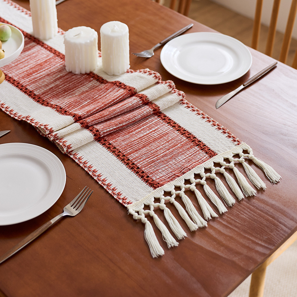 Tabla de lepra de algodón Bandera de soda Nudo pequeño fresco Salvia verde Fiesta decoración de mesa de té almohadilla de mesa