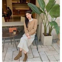 葡萄妈同款韩系复古马丁靴女方头绒面百搭粗跟增高瘦瘦靴秋冬短靴