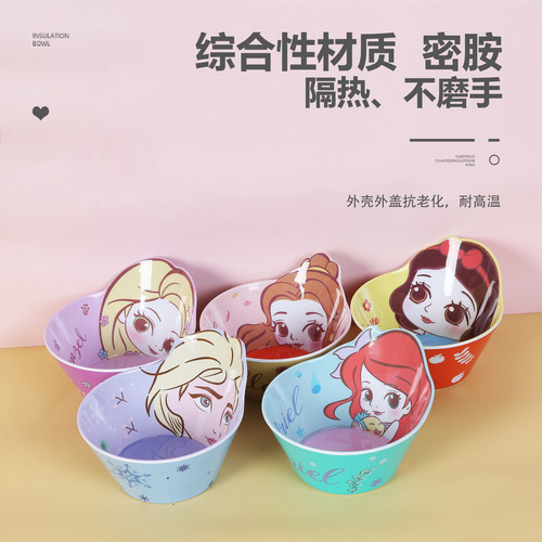 Disney Children's 3D Shaped Bowl and Plate Food-Grade Cartoon Bowl Fruit and Vegetable Bowl Anti-Slip High-Temperature Resistant