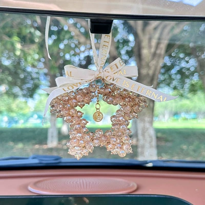Car hanging five-pointed star Car Rearview - five-pointed-star-bead-pendant-beige