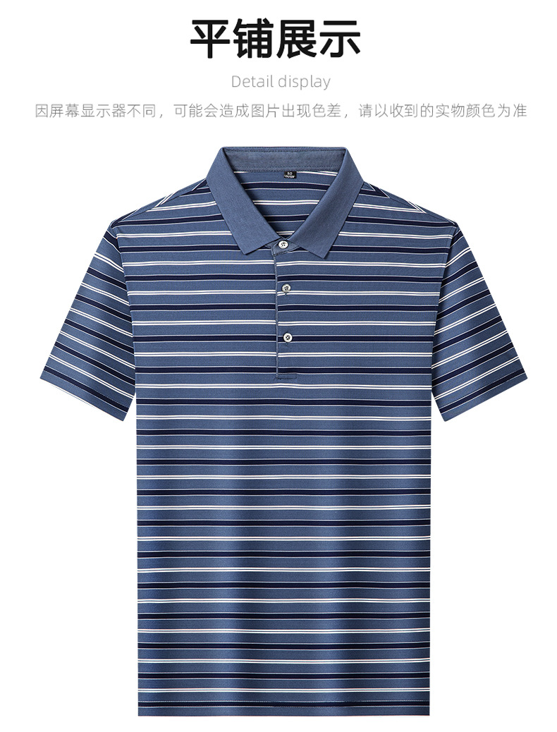 Áo polo nam cổ bẻ tay ngắn 100% lụa tơ tằm cao cấp — Màu xanh 23029 chi tiết 7