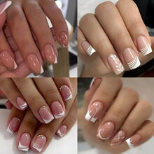 H 49161 Pink Halo Laser Press On Nails ��Ⱦ��������