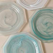 现代云雾玻璃碗蒙砂果盘餐厅厨房水墨款式大号果盘水果碗小号批发