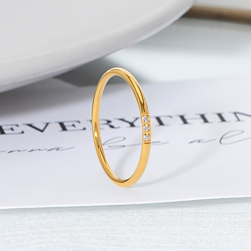  new fashion round coil one diamond ring plated 18K gold light luxury cold style titanium steel ring for women