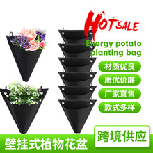 跨境壁挂式多肉植物花盆 三角挂袋家居装饰园艺花卉容器壁挂花盆