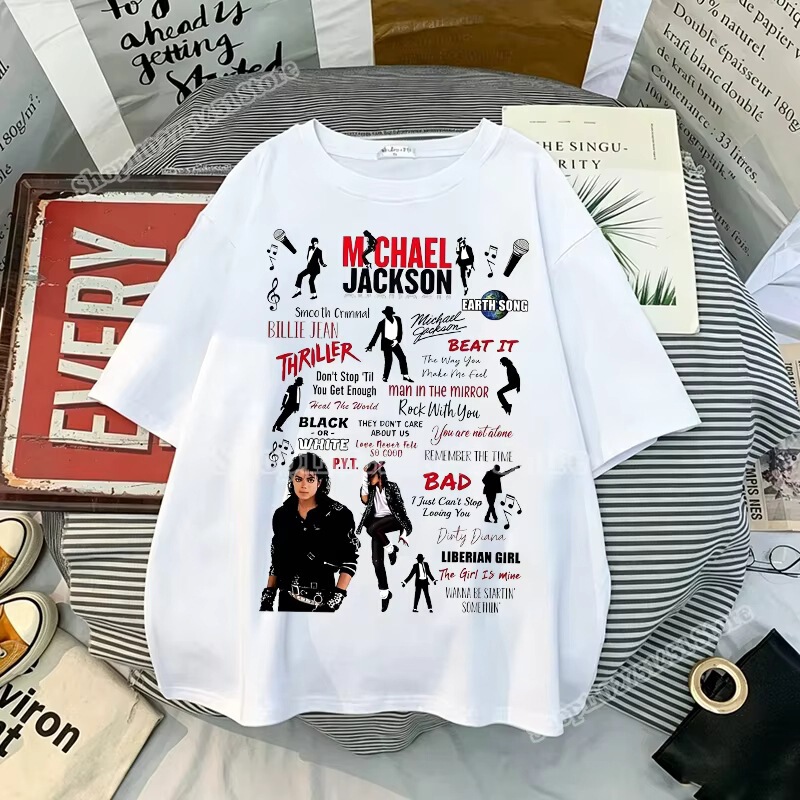 MJ·Michael·Jackson movie graphic t-shirt, pure cotton unisex shirt, 2026 summer fashion t-shirt for men and women
