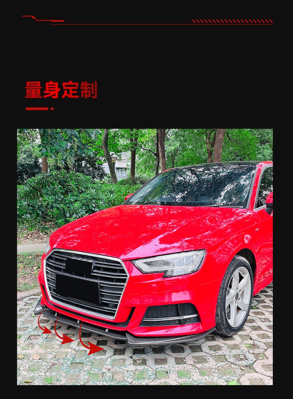 Suitable for 2017-2020 Audi A3 S3 8V Sline Front Spoiler Front Lip Surround Spoiler Cross-Border Modification Parts