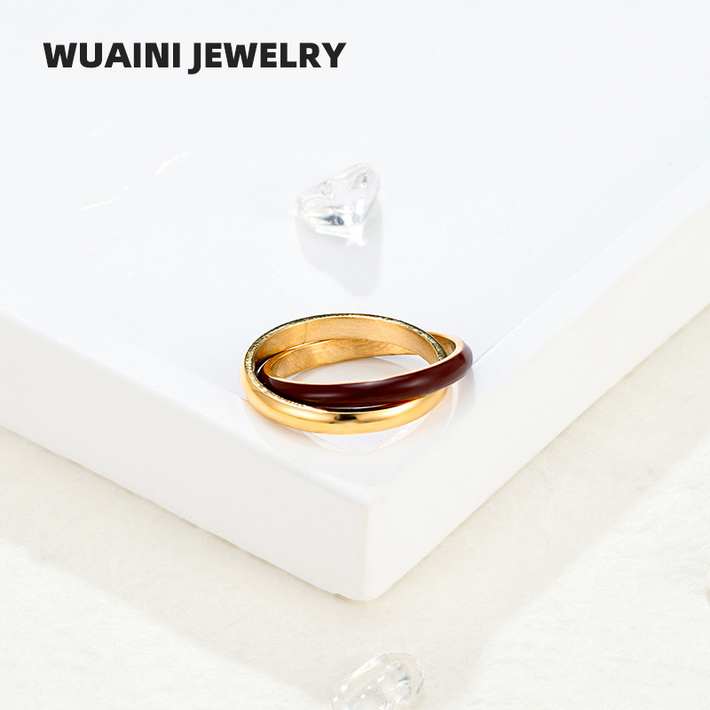 Geometric Pattern Wholesale Jewelry Elegant Simple Style Geometric Titanium Steel Enamel Rings