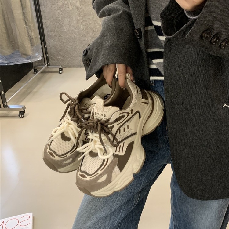 首谷设计感复古小众欧货潮牌老爹鞋女2025新款银色厚底休闲运动鞋|undefined