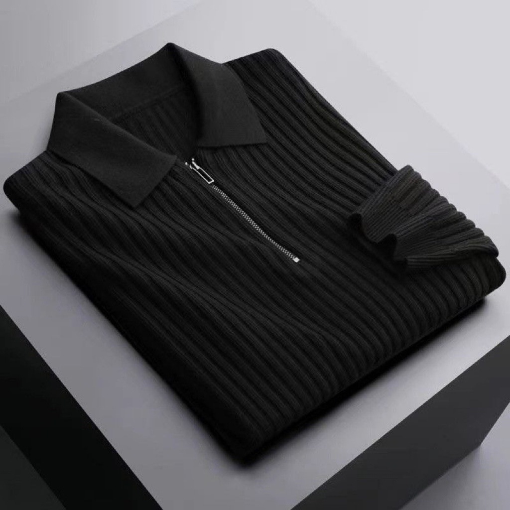 Nueva solapa de punto Polo camisa caliente pit suéter los hombres 2022 otoño y el invierno la luz negocios media cremallera Top moda