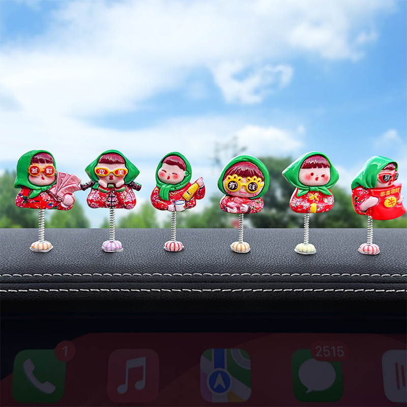 Red celebridad encantadora chica rica encantadora sacude la cabeza adornos de automóvil consola decoración pantalla de navegación decoración pequeña y encantadora