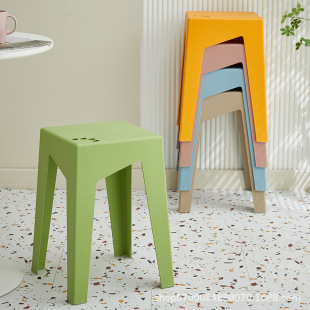 Nordic Fashionable Square Stool Thickened Adult Stackable Dining Table Bench Household Chair Standby High Round Stool Plastic Stool