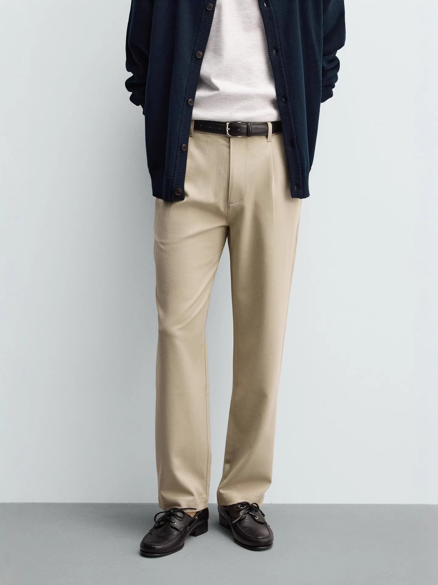 Zara Comfort Straight-Leg Pants Beige