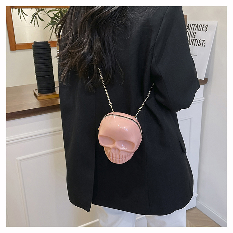 189g Weight Zipper Closure Type Single Shoulder Strap Strap Type Shoulder Bag Bags Type Casual Occasion Plastic Material Skull Pattern All Seasons Season Women's Gender Streetwear Style Oval Shape Mini Size Women's Mini Plastic Skull Streetwear Oval Zipper Shoulder Bag 23