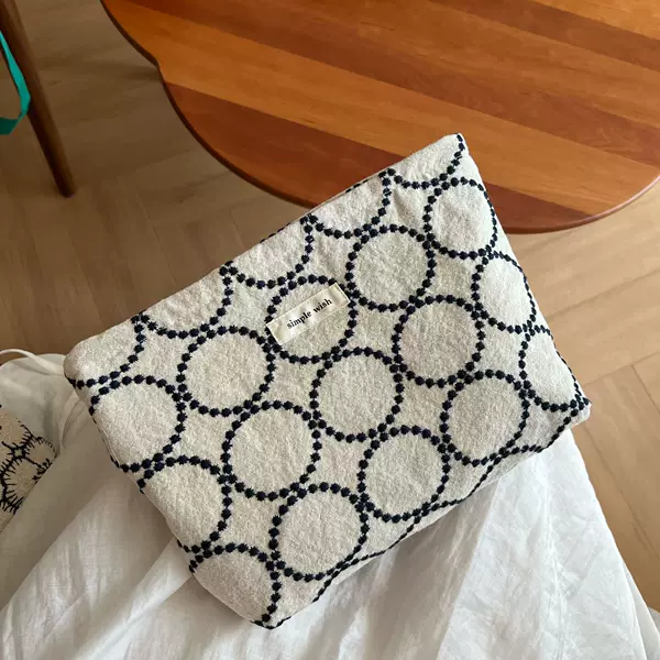【Suxi Canvas Bag】Artistic, simple, exquisite embroidered canvas makeup bag for women, small square bag for toiletries and storage, large capacity