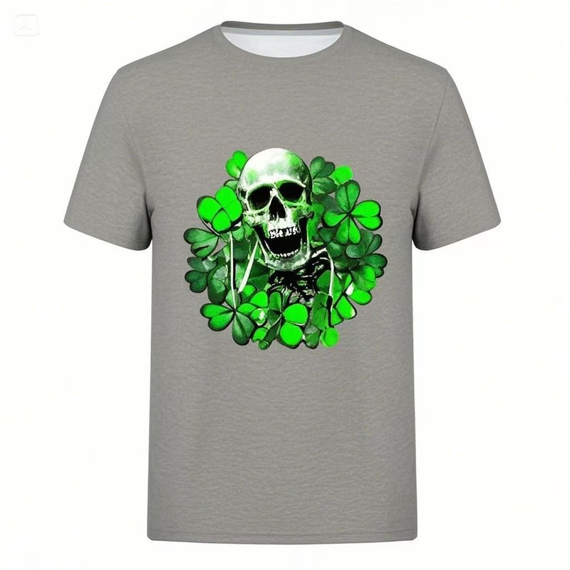 2024 新しいクロスボーダー temu AliExpress Xiyin Amazon スカル 3D プリント Tシャツファッションメンズ半袖|undefined