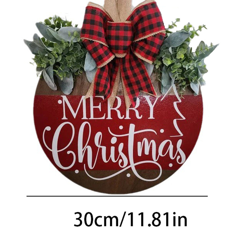 Etiqueta de madera de Navidad transfronteriza colgante jardín patio puerta Fondo decoración de la pared ventana colgante de pared nuevo guirnalda de vacaciones