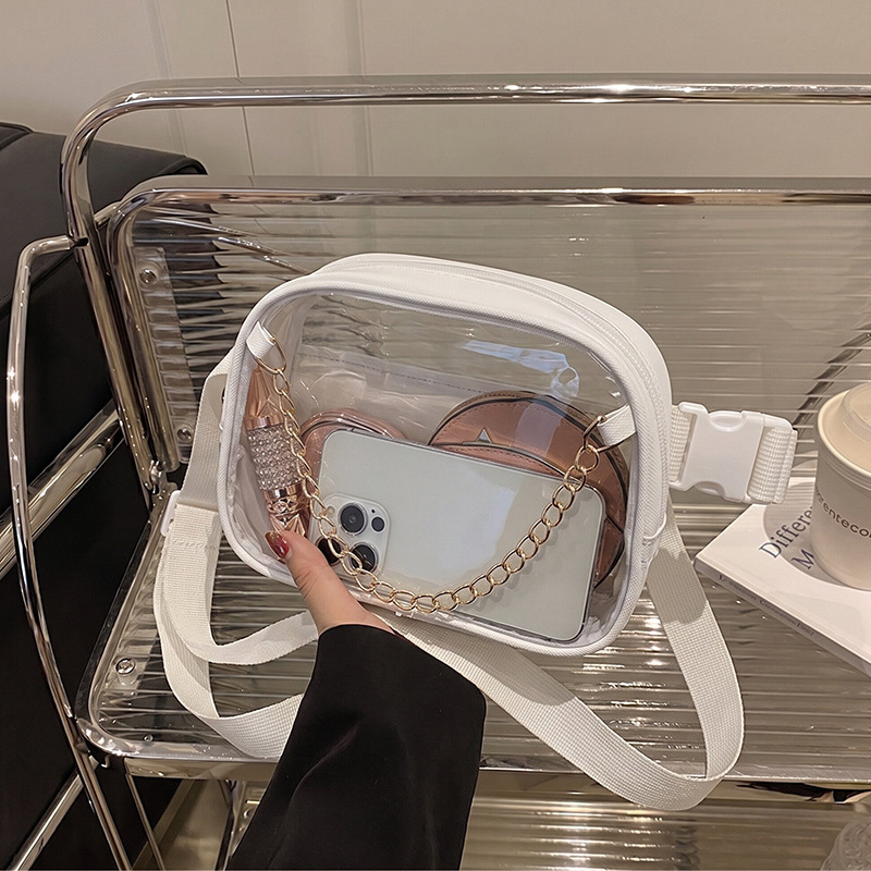 Cross-border PVC Transparent Chest Bag Women's All-match High-end Travel Casual Crossbody Waist Bag Street Fashionable Women's Satchel