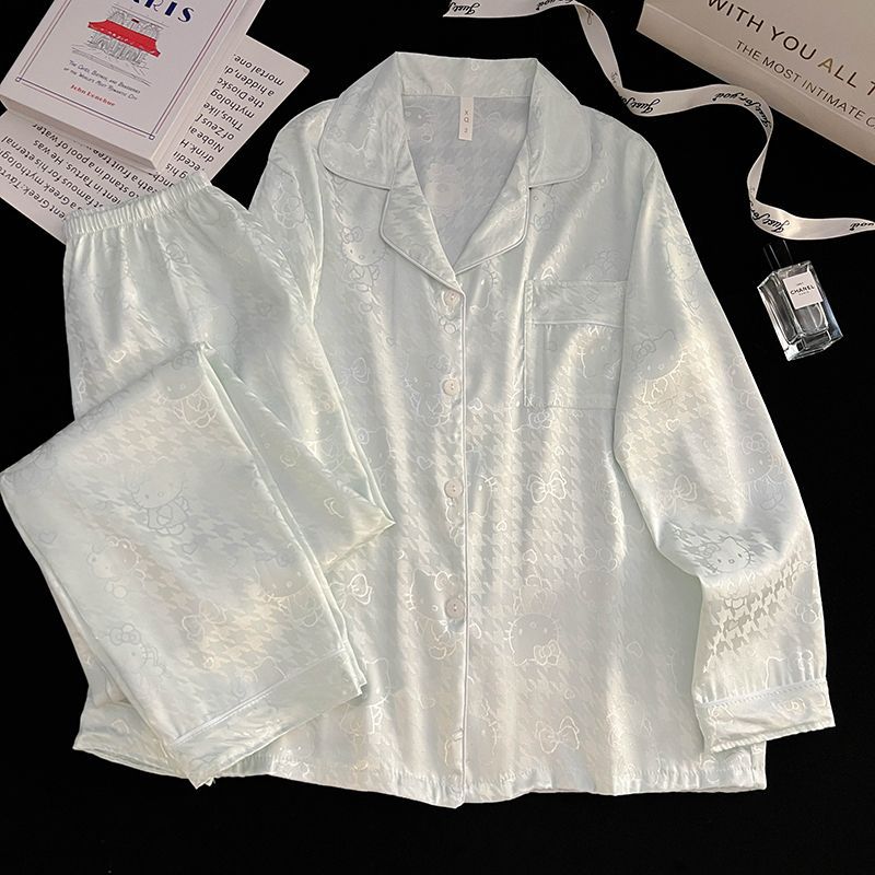 Al por mayor transfronterizo Sedin explosión pijama de verano mujer puede usar seda helada seda jacquard dibujos animados ropa de manga corta para el hogar
