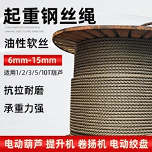 电动葫芦钢丝绳油丝绳1/2/3/5/10T吨 7/11/13/15mm油绳吊绳