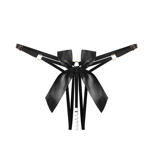 Hot Hollow-out Sexy Panties Hot Girl Peach Butt Temptation Pearl Massage Split Pants No Need to Take Off the T-String Panties Adjustable Large Size 