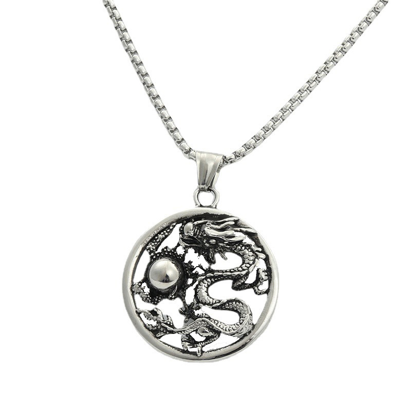 Pendentif dragon en titane style vintage pour hommes_voghion.com