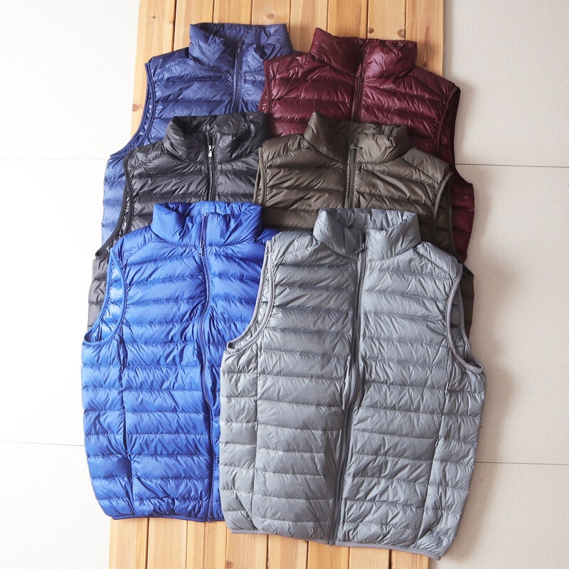 90% White Duck Down! Exported, Label-Cut, Autumn and Winter Stand Collar, Lightweight, Warm, Fluffy, Sleeveless down Vest Jacket for Men