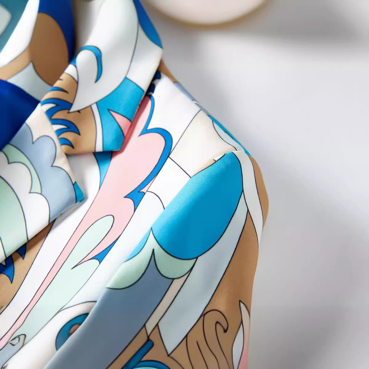 Traje de Saco para Mujer de Algodón y Elastano Estampado de Manga Larga