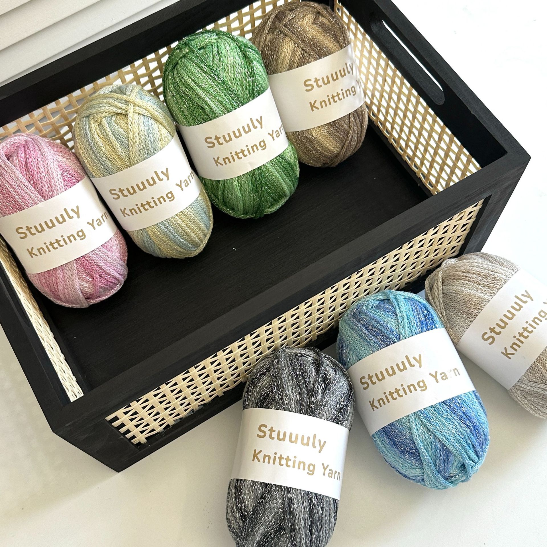 2.5mm Graffiti Line Segment Glitter Dyed Thread Hollow Cotton Starry Sky Flowing Silver Glitter Thread Handmade Crochet Weaving Material Wholesale