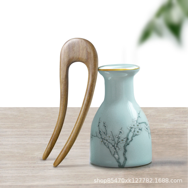 Horquilla de madera de melocotón palillos hechos a mano estilo antiguo ahora simple de alto grado sándalo verde updo accesorios para novia