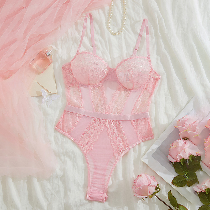 Sexy Temptation Sexy Lingerie suit Lace Embroidered Valentine's Day Passion Uniform Embroidered Body Shaping Jumpsuit Women's Clothing