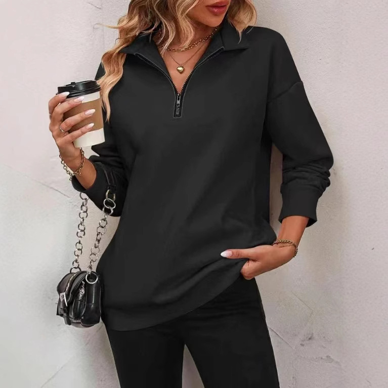 2025 Export Women's Half-Zip Long-Sleeved Sweatshirt Fashion Pullover Sweatshirt for Women