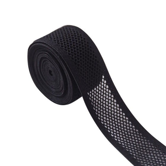 Factory supply 2.5/4.0cm grid fine edge elastic elastic clothing accessories decorative webbing black and white spot