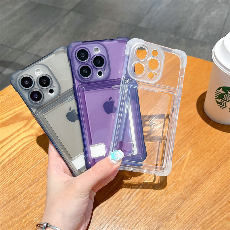 New Card Holder iPhone 17 Pro Max Phone Case Apple 16 Soft 15P Coin Purse 14 Transparent 12 Anti-Drop 11