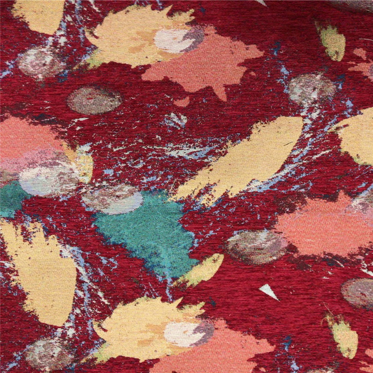 雪尼尔枫树叶图案色织梭织提花布面料适用于服装装饰沙发布鞋子布