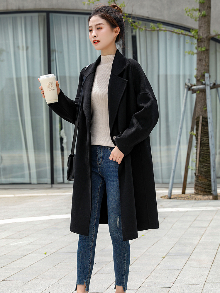 "Special clearance" double-sided cashmere coat women's cocoon mid-length autumn and winter new loose wool coat