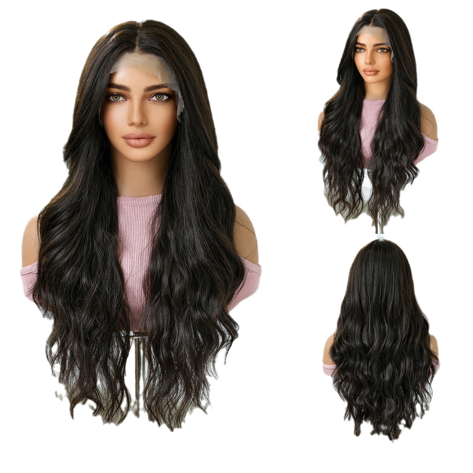 Transfronterizo 13*6 peluca de encaje frontal de gran superficie, corte intermedio, cabello largo y esponjoso dorado, cabello largo y rizado, cabello largo y largo