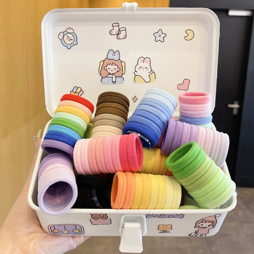 Children's headband candy-colored rubber band little girl's high ponytail towel ring hair tie girl's hair elastic band hair accessories
