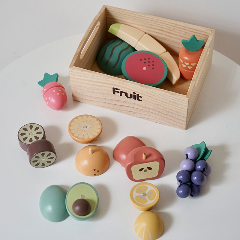 16-Juego de frutas de caja de madera