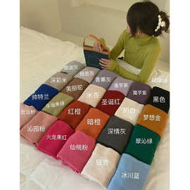 2024冬季韩高领细羊毛打底衫女弹力修身堆堆领毛衣内搭薄款针织衫