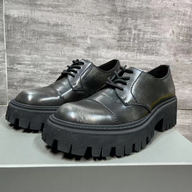 ShoeVault 2023 New Trendy Retro Distressed Men's Versatile Big Toe Derby Thick Sole Height Increasing Single Platform Shoes_voghion.com